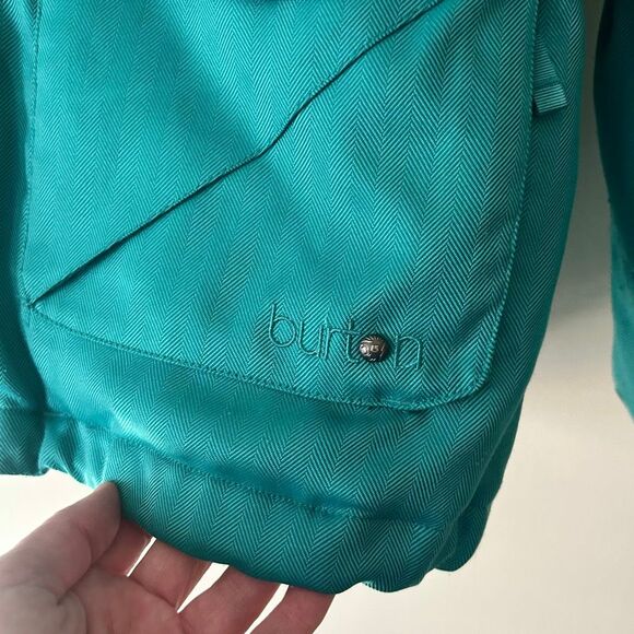 Burton Ginger DRYRIDE Snowboard Jacket Womens L Teal Herringbone Fleece Lined - Picture 4 of 14